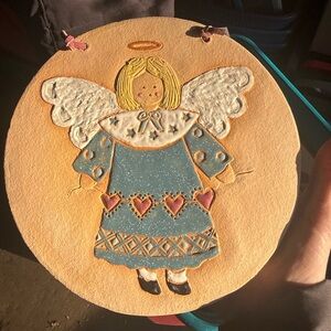 Vintage Elsin Studio Billings MT Angel Wall Hanging – Handmade Folk Art